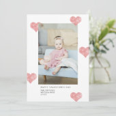 Roze Painterly hoort moderne foto van Valentijnsda Feestdagenkaart (Staand voorkant)