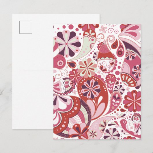 Roze paisley achtergrond briefkaart (Voorkant / Achterkant)