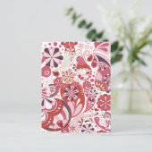 Roze paisley achtergrond briefkaart (Staand voorkant)