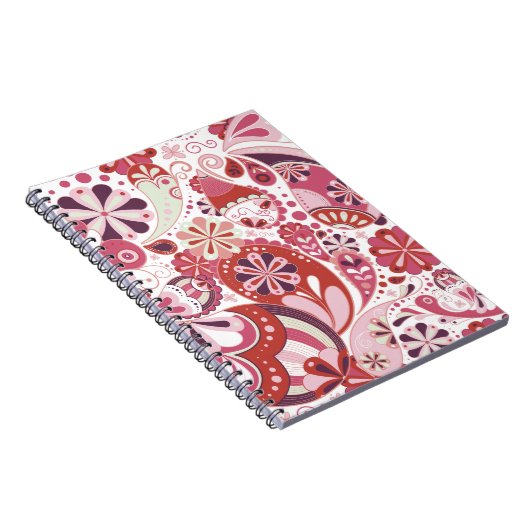 Roze paisley achtergrond notitieboek (Rechterzijde)
