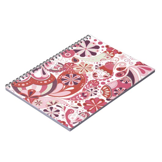 Roze paisley achtergrond notitieboek (Linkerzijde)