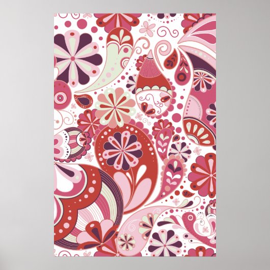 Roze paisley achtergrond poster (Voorkant)