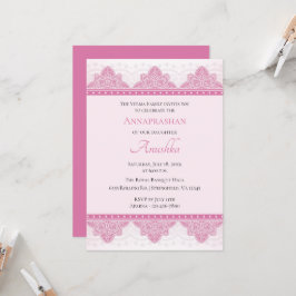 Roze Paisley Annaprashan | Eerste Rijstceremonie Kaart