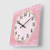 Roze Paisley Argyle Vierkante Klok (Hoek)
