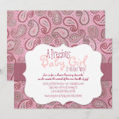 Roze Paisley Baby Girl Shower Kaart (Voorkant / Achterkant)