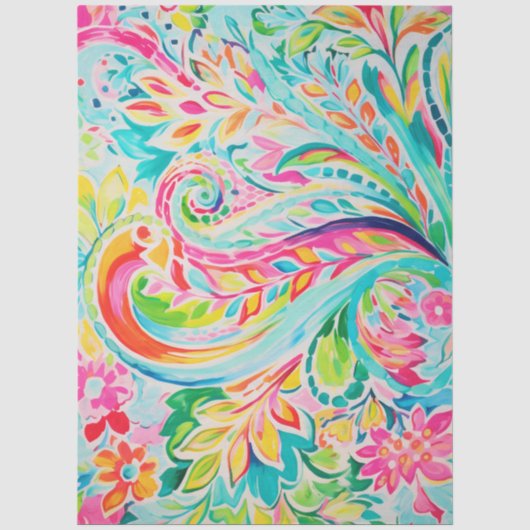 Roze Paisley Bloemendecoupeerwerk Tissuepapier (Voorkant)