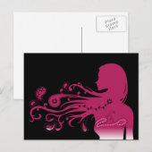 roze paisley briefkaart (Voorkant / Achterkant)