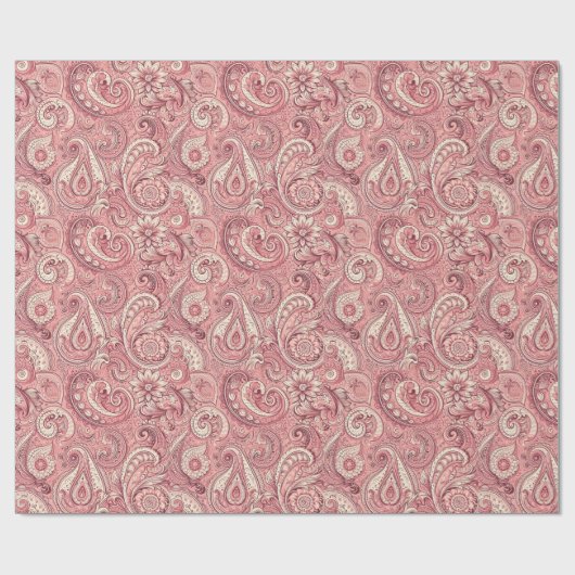 Roze Paisley Cadeaupapier (Vlak)