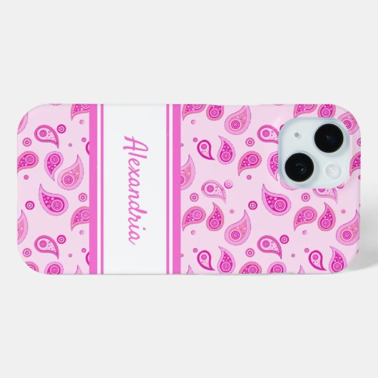 Roze Paisley Case-Mate iPhone Case (Achterkant (horizontaal))
