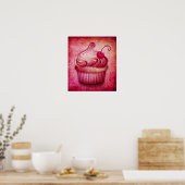 roze paisley cupcake canvasprint poster (Keuken)