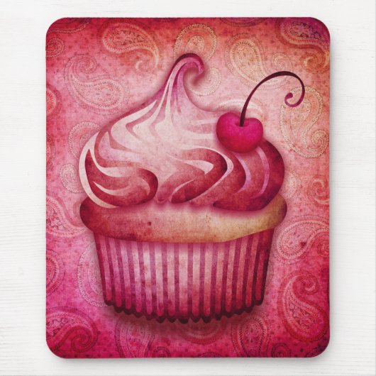 roze paisley cupcake muismat (Voorkant)