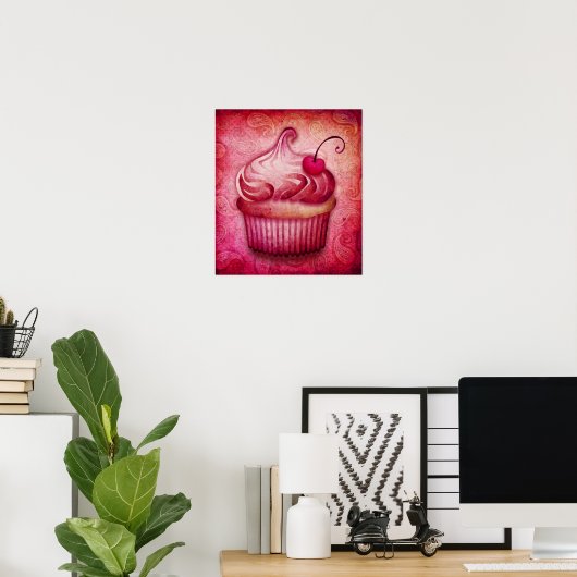 roze paisley cupcannvas poster (Thuiskantoor)