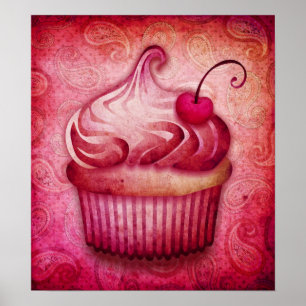 roze paisley cupcannvas poster