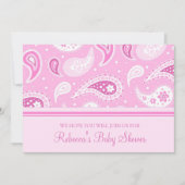 Roze Paisley Custom Baby Shower-uitnodigingen Kaart (Voorkant)