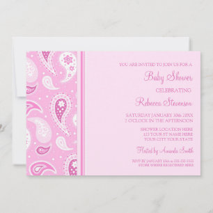 Roze Paisley Custom Baby Shower-uitnodigingen Kaart