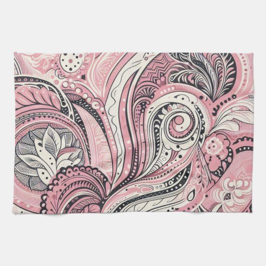 Roze Paisley De Home Studio Keuken Handdoeken (Horizontaal)