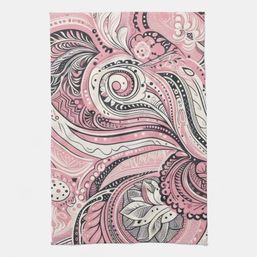 Roze Paisley De Home Studio Keuken Handdoeken (Verticaal)