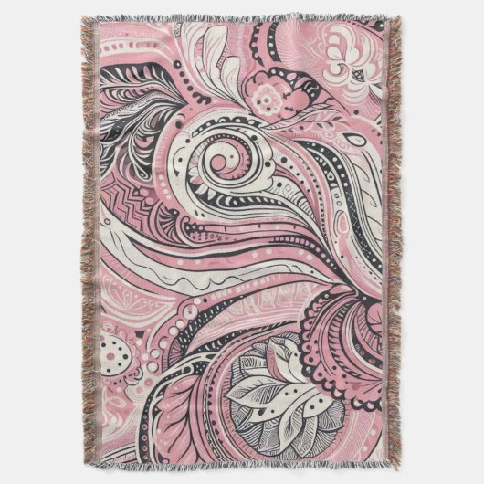 Roze Paisley De Thuisstudio Gooi Deken (Voorkant Verticaal)