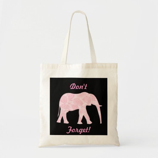 Roze Paisley Elephant Tas - Vergeet het niet! (Voorkant)
