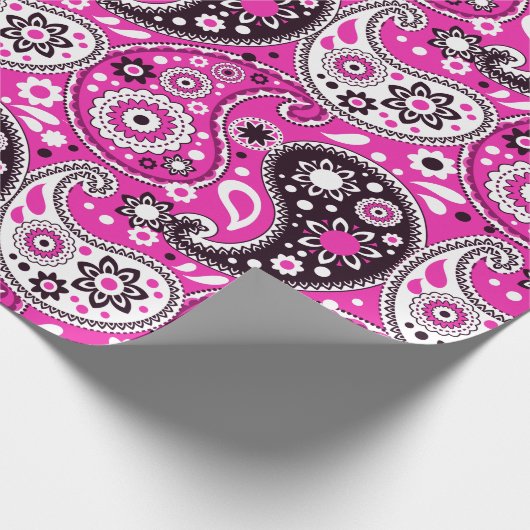 Roze Paisley Fantasy Fun Girls Birthday Cadeaupapier (Hoek)