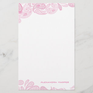 Roze Paisley - Gepersonaliseerde schrijfbenodigdhe Briefpapier
