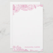 Roze Paisley - Gepersonaliseerde schrijfbenodigdhe Briefpapier (Voorkant / Achterkant)