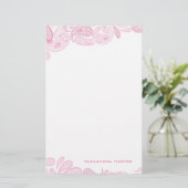 Roze Paisley - Gepersonaliseerde schrijfbenodigdhe Briefpapier (Staand voorkant)