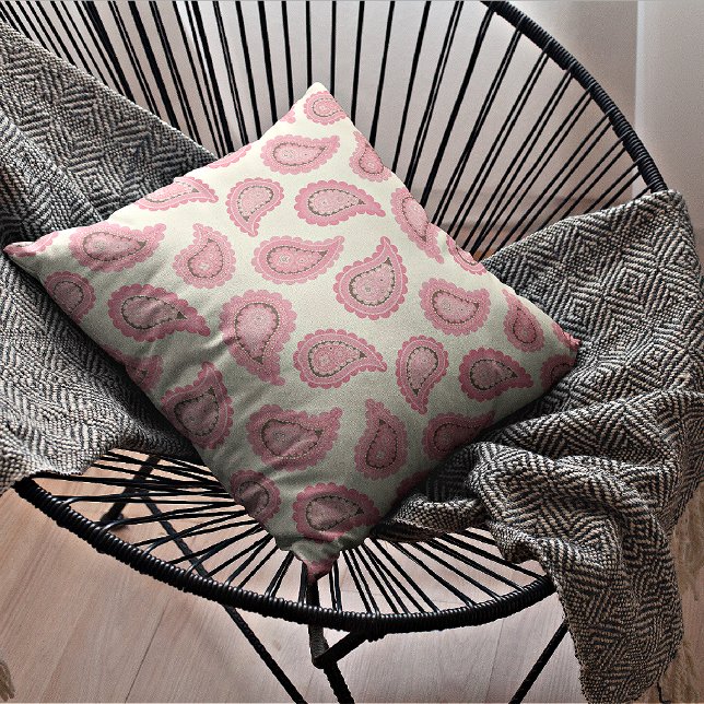Roze paisley/gestreepte decoratieve kussensloop kussen (Creator heeft geüpload)