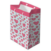 Roze paisley harten valentijn middelgrote cadeauta medium cadeauzakje (Voorkant Gekanteld)