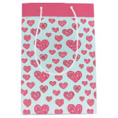 Roze paisley harten valentijn middelgrote cadeauta medium cadeauzakje (Voorkant)
