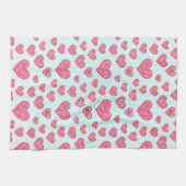 Roze paisley harten valentijn  theedoek (Horizontaal)