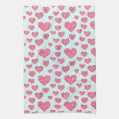 Roze paisley harten valentijn  theedoek (Verticaal)