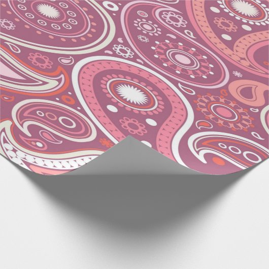  roze paisley inpakpapier (Hoek)