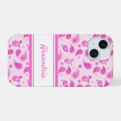Roze Paisley iPhone 15 Case (Achterkant horizontaal)
