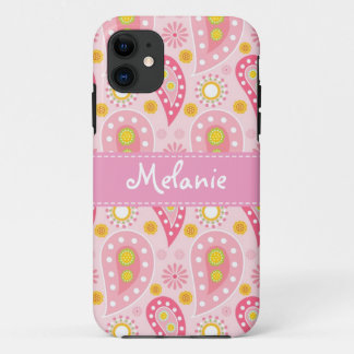 Roze Paisley iPhone Monogram Aangepast Case-Mate iPhone Case
