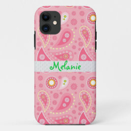 Roze Paisley iPhone Monogram Aangepast Case-Mate iPhone Case