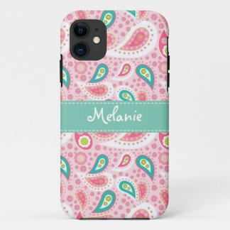 Roze Paisley iPhone Monogram Aangepast Case-Mate iPhone Case