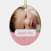 Roze Paisley-kerstboomversiering met foto's Keramisch Ornament (Rechts)