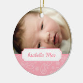 Roze Paisley-kerstboomversiering met foto's Keramisch Ornament (Links)