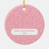Roze Paisley-kerstboomversiering met foto's Keramisch Ornament (Achterkant)