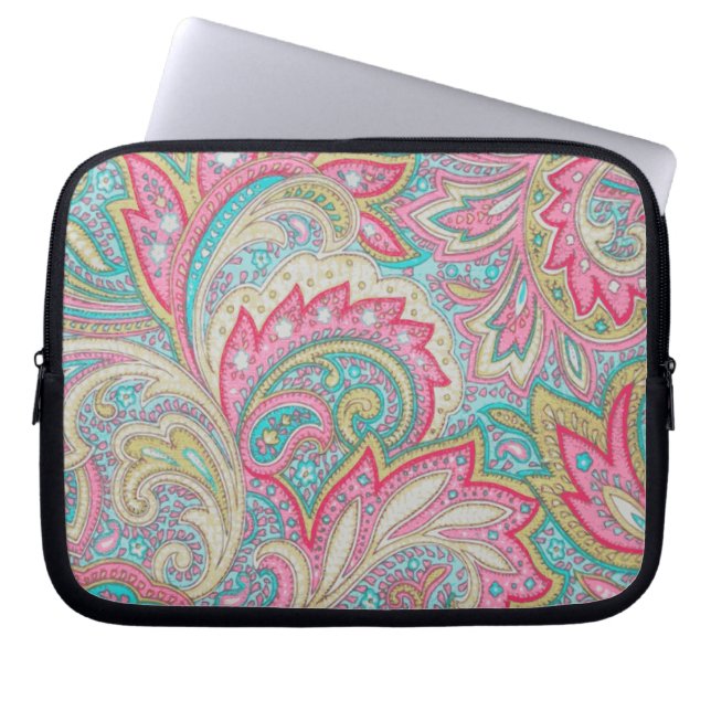 Roze Paisley Laptop Sleeve (Voorkant)