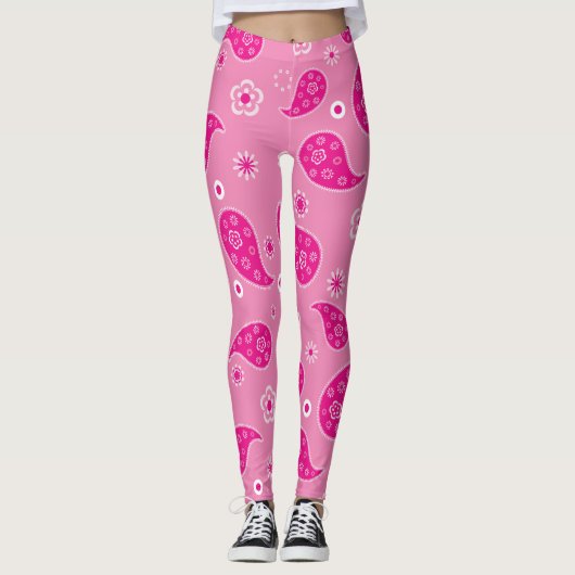 Roze Paisley Leggings (Voorkant)