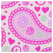 Roze Paisley Love Hearts Stof (Close Up)