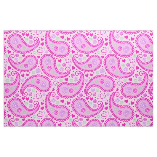 Roze Paisley Love Hearts Stof (Fat Quarter)