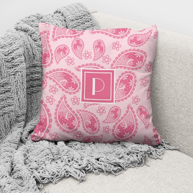 Roze Paisley Monogram Kussen (Creator heeft geüpload)