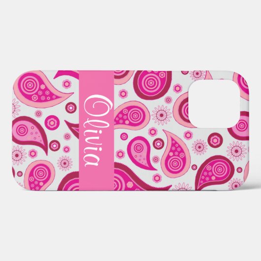 Roze Paisley Name Girly Case-Mate iPhone Case (Achterkant (horizontaal))