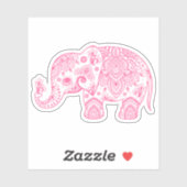 Roze paisley olifant sticker (Vel)