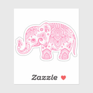 Roze  paisley olifant sticker