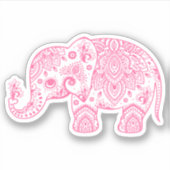 Roze paisley olifant sticker (Voorkant)