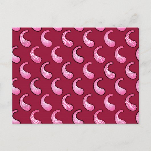 Roze paisley op bordeauxrood briefkaart (Voorkant)